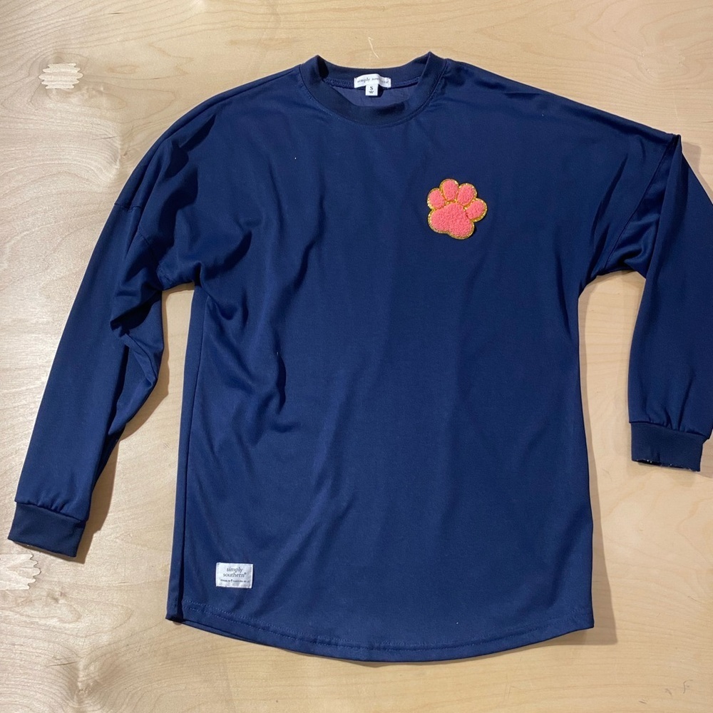 Simply Southern Blue Crew Neck Shirt Dog lover Small (NG)